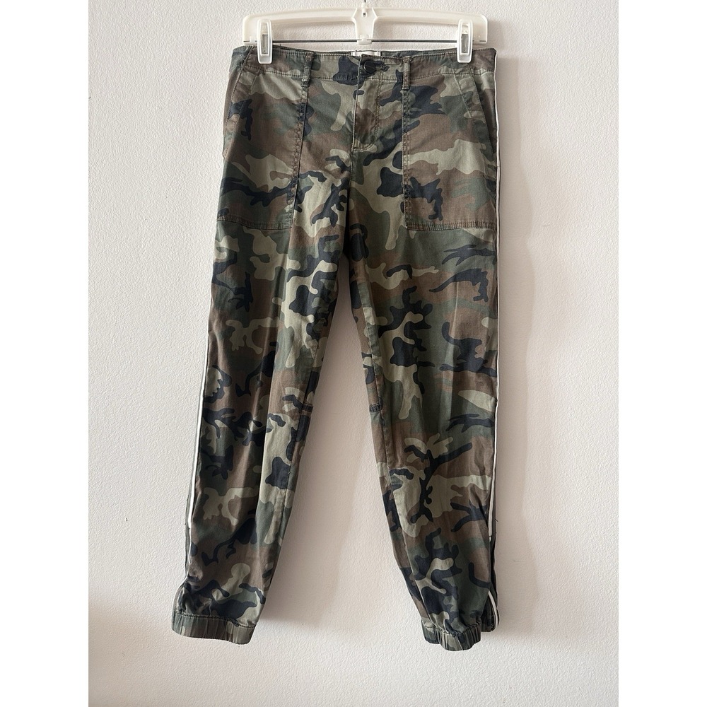 Sanctuary Standard Surplus Camo  Jogger Pants Green Size 28 Side Stripe Pockets